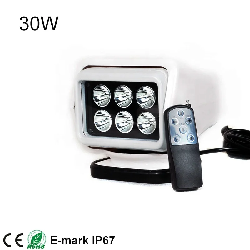 Good quality 7inch 30w remote control led search light for tower marine boat car