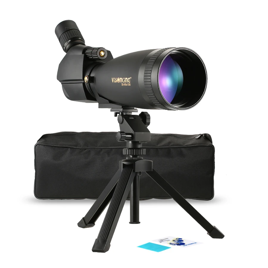 Visionking 30-90x100 Angled Spotting Scope BaK4 Waterproof Fogproof Height Adjustable Portable Travel Scope Monocular Telescope