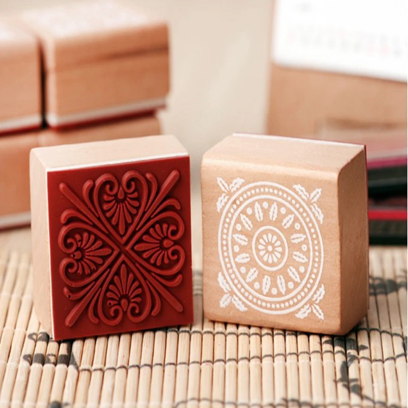 Vintage Pattern Wooden Rubber Stamp