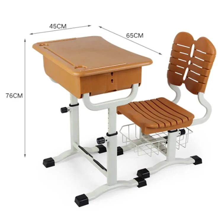 Popular use school furniture drafting table student chair with writing tablet