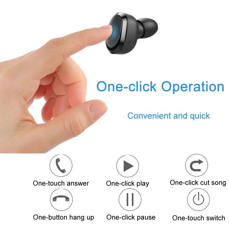 T12 Wireless Biaural Stereo TWS Headset 4.2 5.0 Automatic Matching Bilateral Call Signal with High Sound Quality