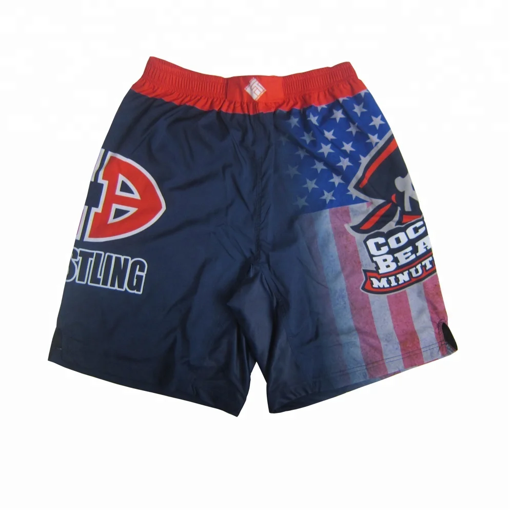 
navy blue drawstring wrestling boxing shorts quality MMA shorts 
