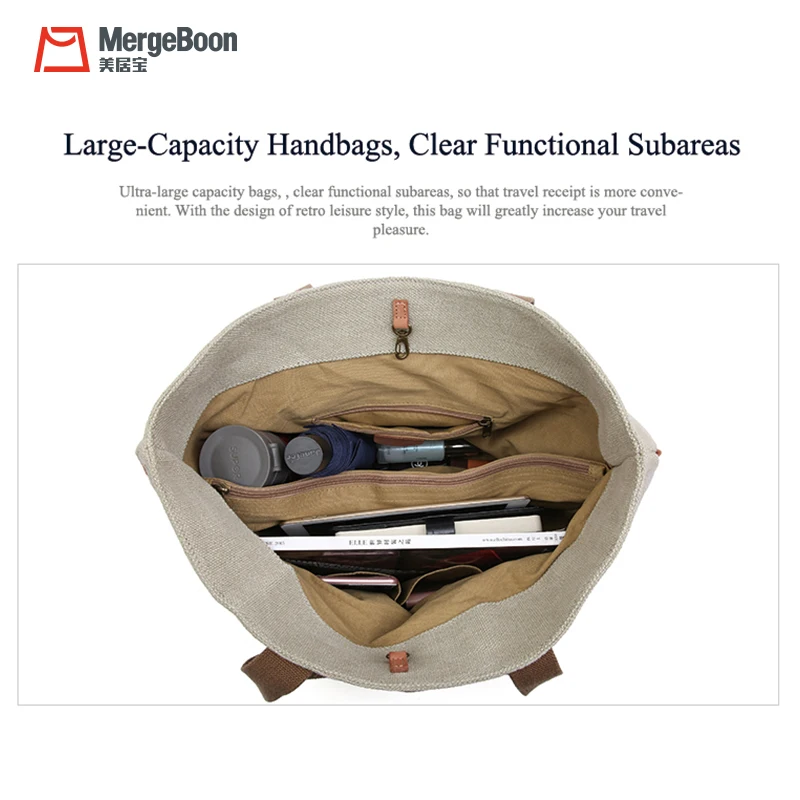 Mergeboon new stylish cotton canvas tote handbags for women