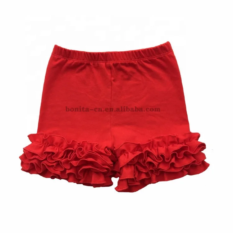 
Wholesale 100%cotton icing girls ruffle shorts boutique kids clothing baby black girls shorts 