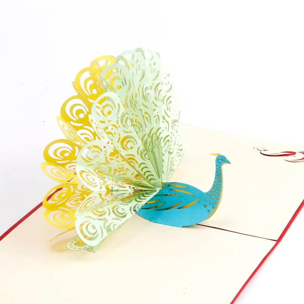 
Pop Up Greeting Cards Purple Peacock Birthday Cards Wedding Invitation Card with Envelope (Retro and Red Covers, Pack of 2) 