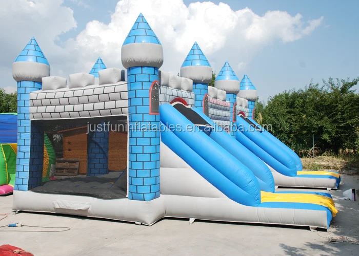 buy huge adult bounce house with slide dual lane from China factory
