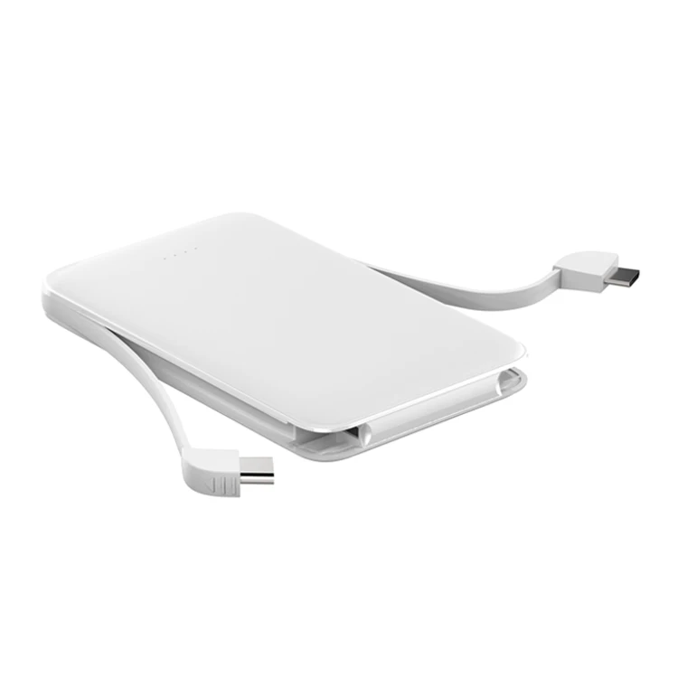 
Slim portable card power banks 5000mah Built-in micro cable and Type-C cable and adapter for iPhone 