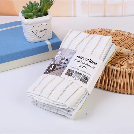 Large Thick Stripes Weave Kitchen Clean Rags Microfiber Drying Towel Wiping Cloth
