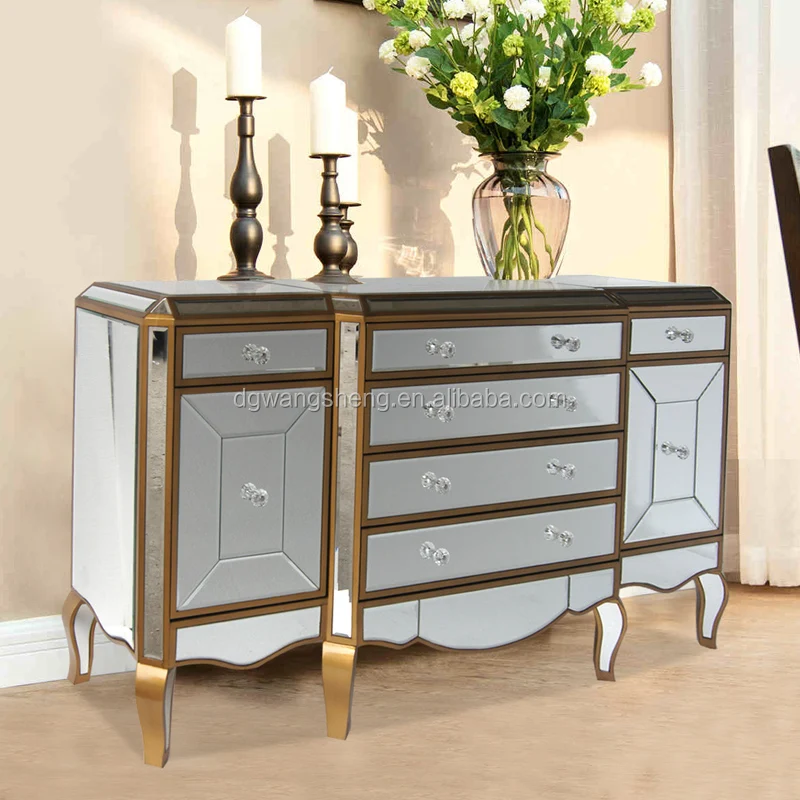 European new classical mirrored sideboard cabinet