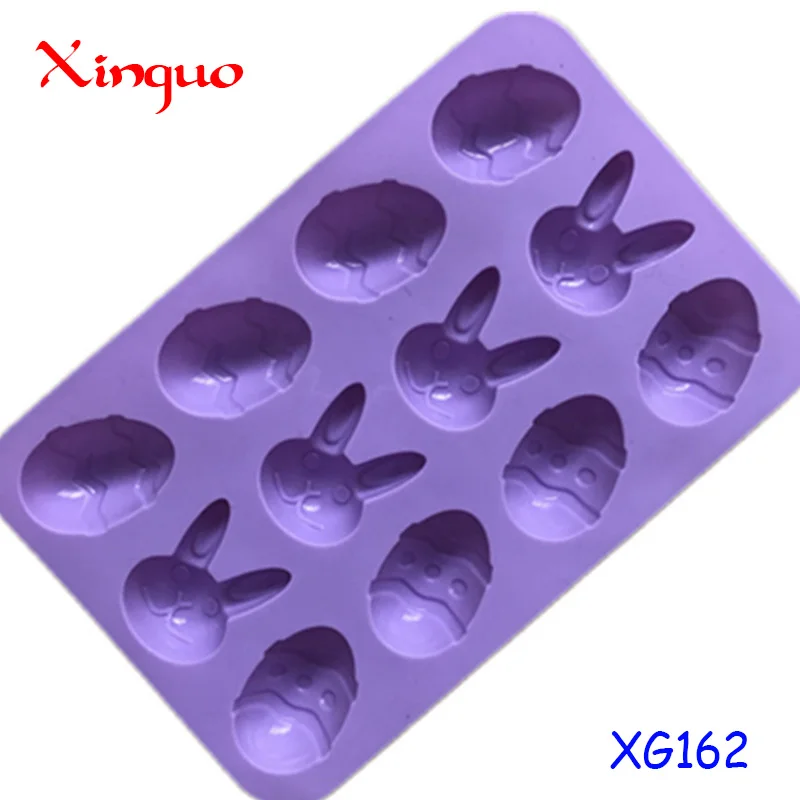 162 hot sell Easter system silicone chocolate mould with egg and rabbit shape, 12 hole cake mould, reusable home diy baker tool