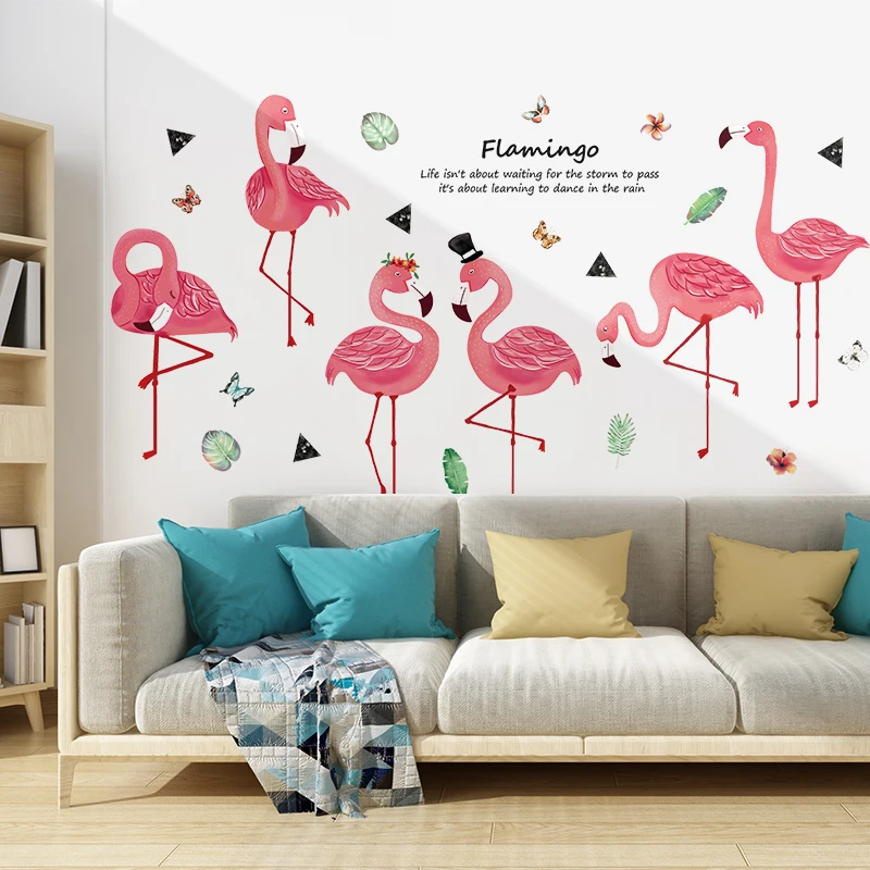 YIYAO Animals Flamingo wall stickers home decoration stickers for furniture