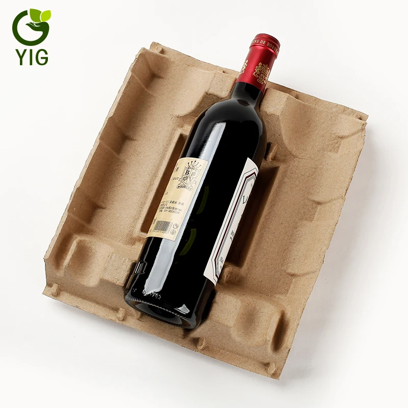 
Disposable Pulp Molded Wine Bottle Tray 
