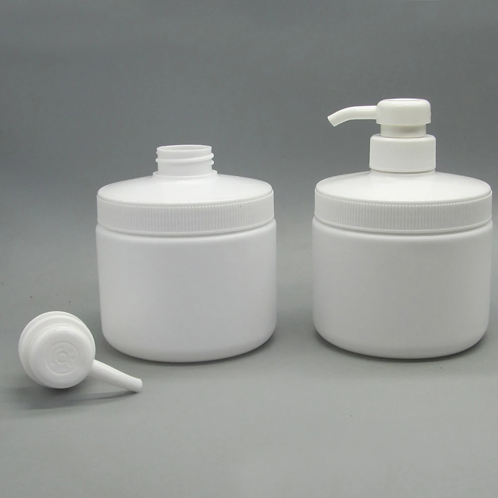 500ml Plastic Round Cosmetic White Lotion Cream 500 ml Jar with Pump