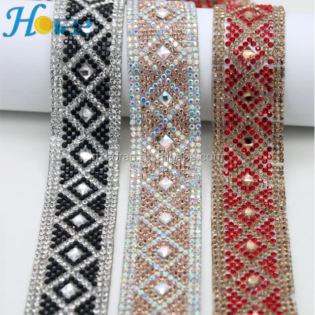 Fancy hotfix new decorative strass chain crystal rhinestone trim for garment