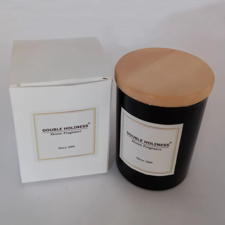 Box Packing Vanilla Scented Cotton Wick Wooden Lid Candles