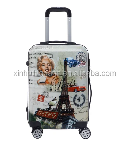Custom made luggage printed suitcase travel airport oem luggage