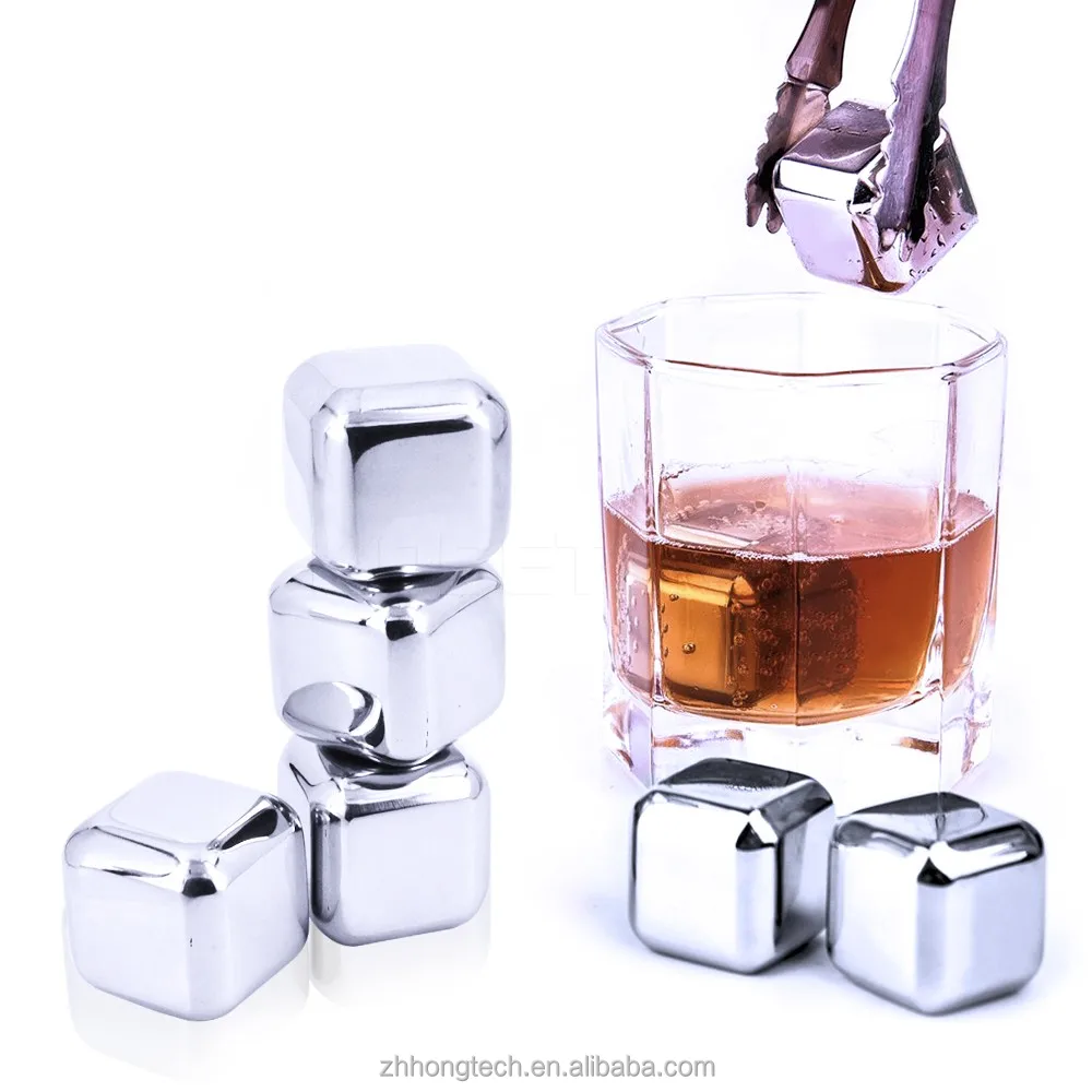 Food Grade With MSDS 304 Stainless Steel Whiskey Ice Cube with Logo Laser