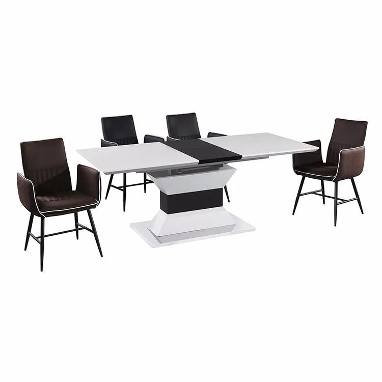 Luxury retractable white extendable MDF 8 seater dining room table