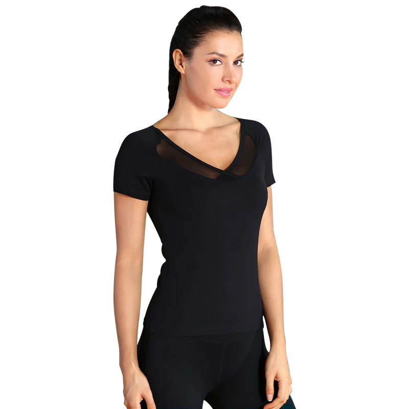 Лидер продаж, женские быстросохнущие футболки с коротким рукавом для бега, йоги