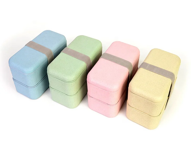 Eco-friendly Wheat Straw Bento Lunch Box Portable Heat Insulated Fresh Keeping Container Meal Prep Fashionable Injection Design