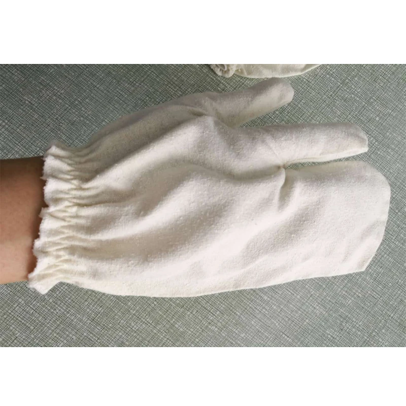 100% raw silk noil bathing gloves silk exfoliating gloves garshana dry massage gloves
