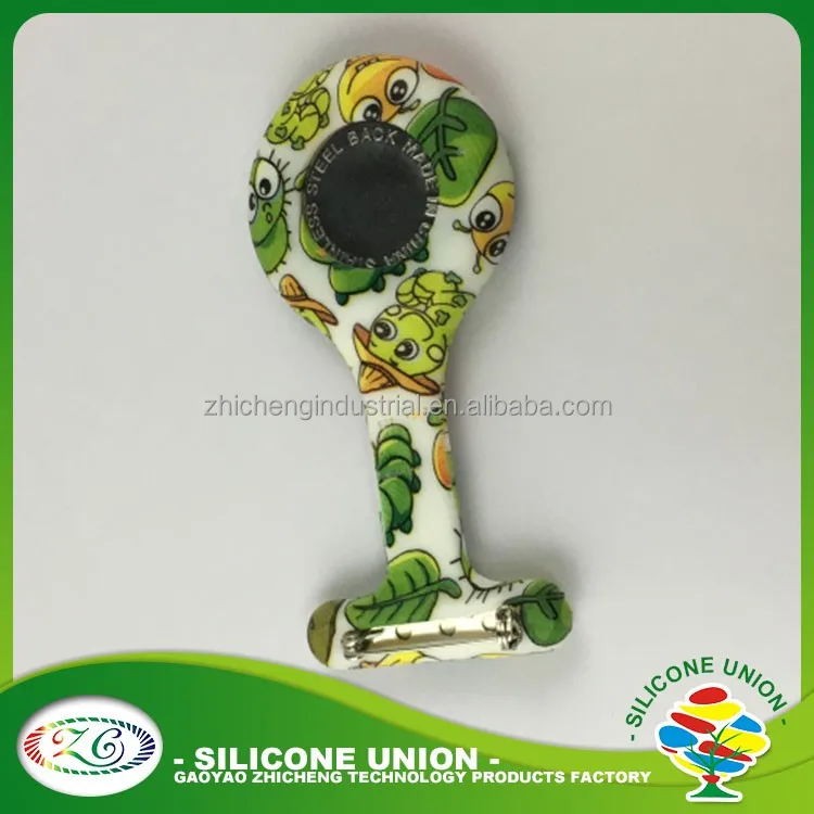 2021 Hot Sale heat transfer Silicone Brooch Watch Quartz Custom Nurse Pocket Watch