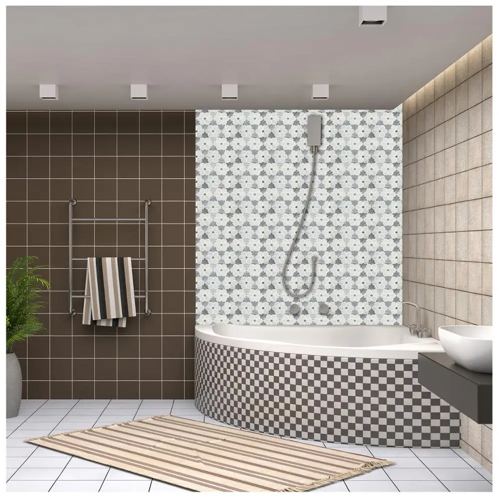 Красочный красивый камень Carrara Мраморная Мозаика елочка синий