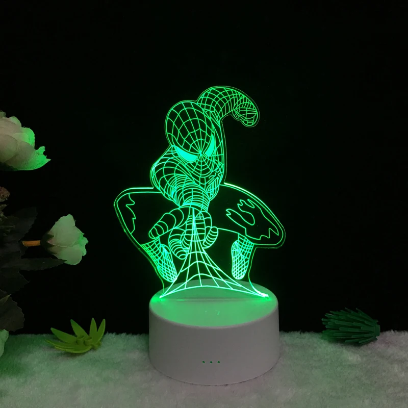 Marvel Movie Hero Spiderman 3D Night Light Acrylic Plate Bulb USB LED Multicolor Home Decorative Lamp Lighting Kid Gift Bedroom