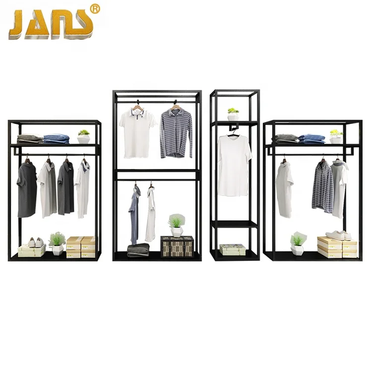 Modern Metal Hanging Wall Mounted Clothing Display Rack For Women Clothes Shop Display Rack