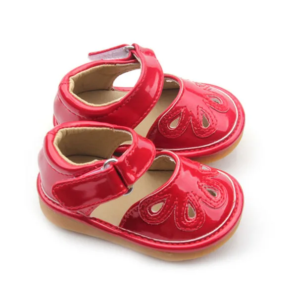 Cheap material baby squeaky shoes with hard rubber sole