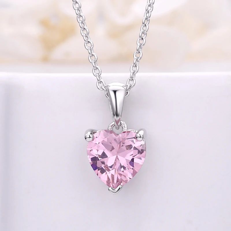 
Sevenajewelry P2125 Best Selling Custom Fashion Pink Heart Shape Pendant Jewelry Charm Necklaces 