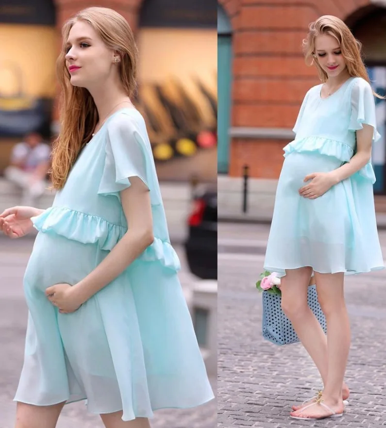 
F10064A Aliexpress hot sale european fashion pregnant women chiffon plus size maternity dress 