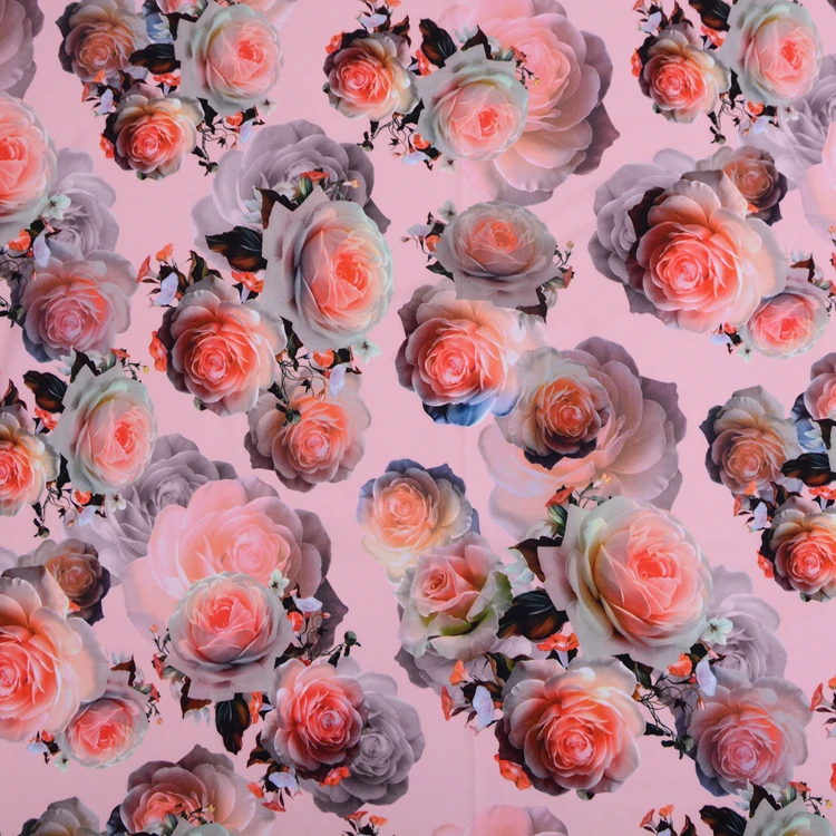 
Super soft minky digital print flower design breathable stretch fabric for women garment 