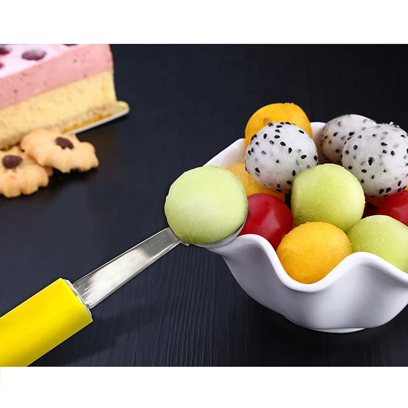 Hot Sale Metal Fruit Melon Baller Scoop Stainless Steel Ice Cream Scoop Spoon with Plastic Handle