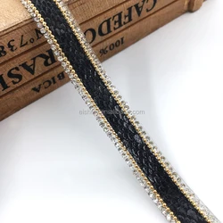 1,5 см розовая кожаная термоклейкая лента с хрустальными стразами по краю для платья аппликация кристалл горячая фиксация