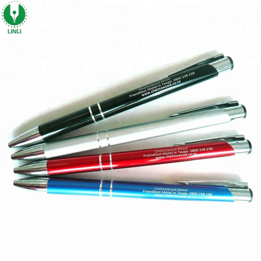 Gift Business Retractable Silver Ballpoint Pens With Black Ink