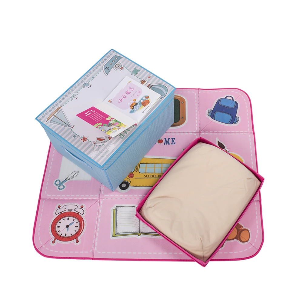 jiahe gift storage toy play mat baby nontoxic soft fabric pink blue playmat for kids