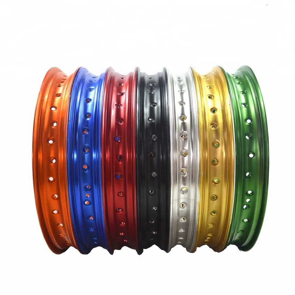 Gold, green, red, blue, 36 spoke motorcycle aluminum wheel rim