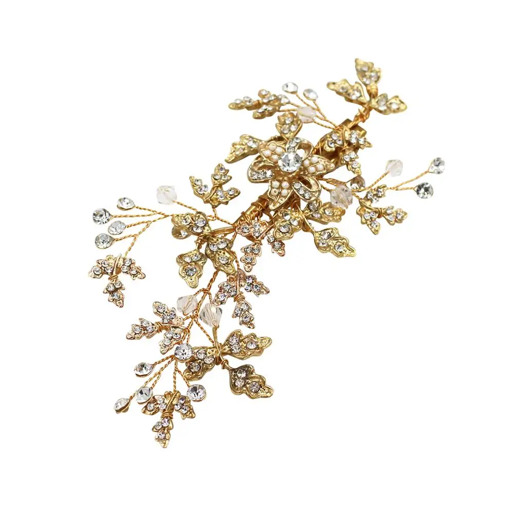 Свадебные украшения для волос со стразами свадебная обувь с украшением в виде кристаллов искусственный жемчуг листочки создает головной убор невесты или подружки ручной работы аксессуары