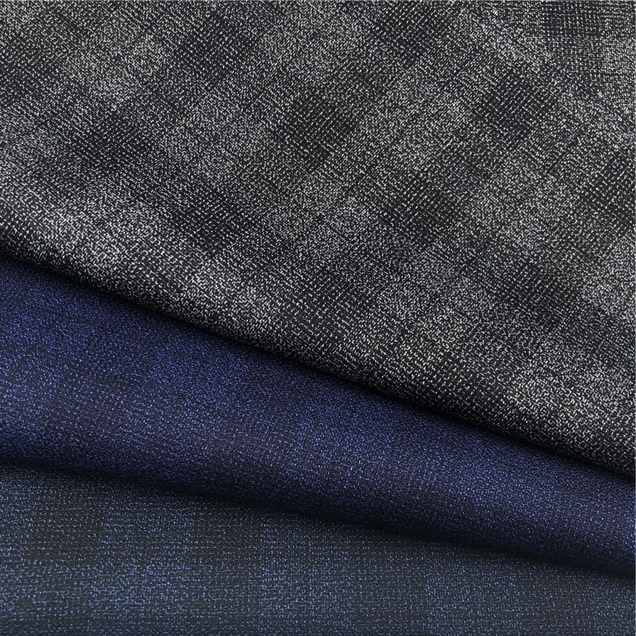 NEW polyester rayon spandex material plaid design blue color textured men suit pant blazer machine TR fabric