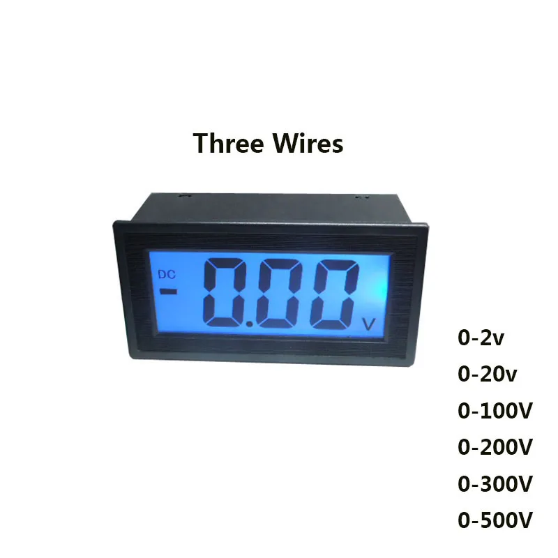 DC Voltmeter LCD Three-wire Digital Voltmeter Digital Voltmeter DC Voltage Meter Blue Backlit Half-sealed Meter Volt