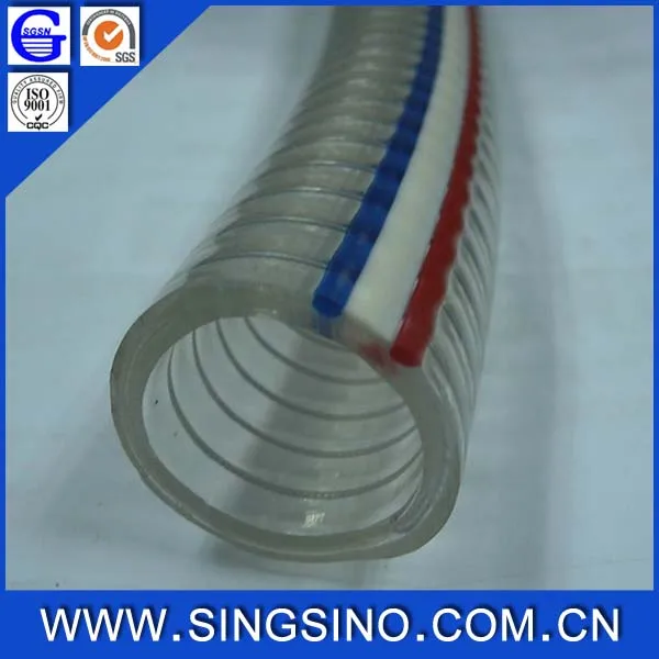3/4' Inch Food Grade PVC Spring Hose, Transparent 3/4 PVC Steel Wire Reinforced Hose