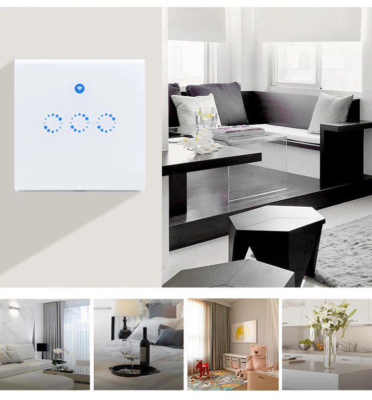 3gang отдаленных и сенсорный беспроводной smart Wi-Fi выключатель света в стену