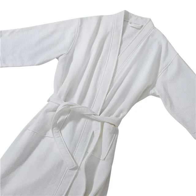 Cheap Double Layer White Shawl Collar Luxury Hotel Waffle Terry Bathrobe