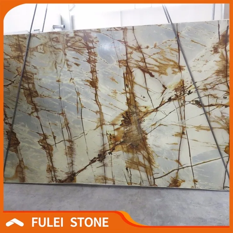Polished natural blue roma imperiale quartzite slabs for countertops