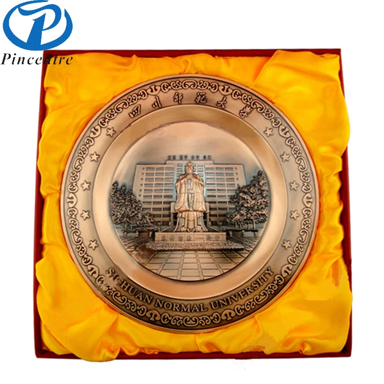 Custom Made 3D Casting Antiquate Embossed Metal Award Souvenir Plate
