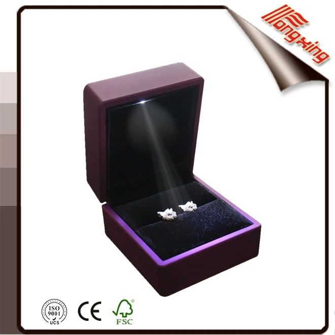Top Sale Luxury Purple High Quality Custom Jewelry Gift Box With Led Light Jewelry packaging box