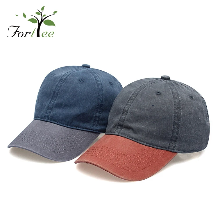 custom washed Vintage Distressed Adjustable Men Women Denim Plain Jeans Caps vintage baseball cap