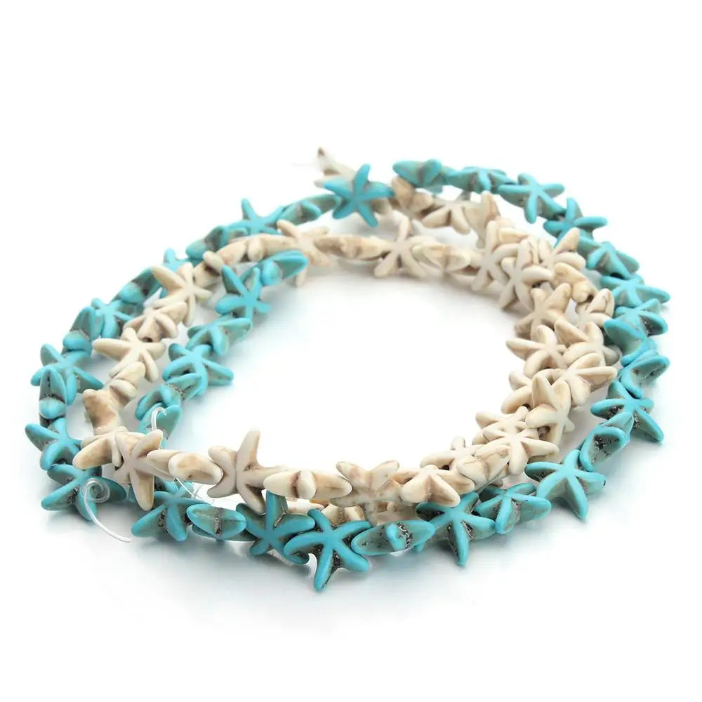 Wholesale DIY 13*13mm White turquoise Stone Seastar starfish Star Beads for girls bracelets making