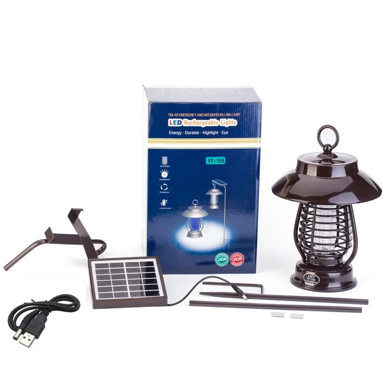 
YF-159 Outdoor Mosquito Killer Lamp with solar Panel 8W Bug Zapper Lantern Anti Mosquito Lamp 
